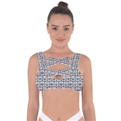 Gray And White Owl Pattern Bandaged Up Bikini Top by GardenOfOphir