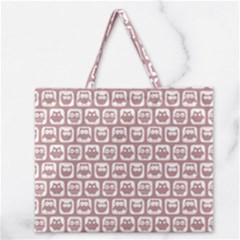 Light Pink And White Owl Pattern Zipper Large Tote Bag