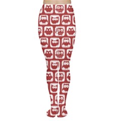 Red And White Owl Pattern Tights by GardenOfOphir