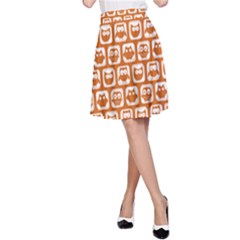 Orange And White Owl Pattern A-line Skirt by GardenOfOphir