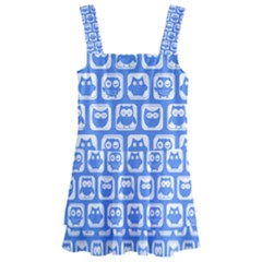 Blue And White Owl Pattern Kids  Layered Skirt Swimsuit by GardenOfOphir