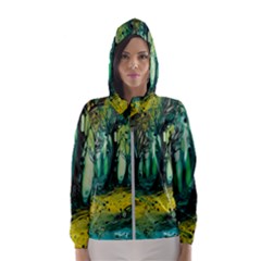 Ai Generated Trees Forest Mystical Forest Nature Art Women s Hooded Windbreaker by Ravend