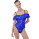 Cold Colorful Geometric Abstract Pattern Frill Detail One Piece Swimsuit View1