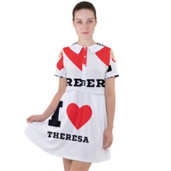 I Love Theresa Short Sleeve Shoulder Cut Out Dress  by ilovewhateva