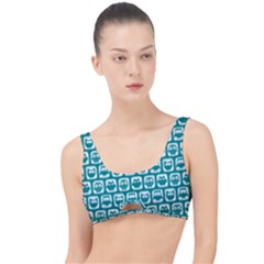 Teal And White Owl Pattern The Little Details Bikini Top by GardenOfOphir