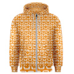 Yellow And White Owl Pattern Men s Zipper Hoodie by GardenOfOphir