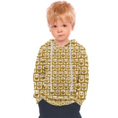 Olive And White Owl Pattern Kids  Overhead Hoodie by GardenOfOphir