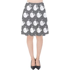 Cute Whale Illustration Pattern Velvet High Waist Skirt by GardenOfOphir