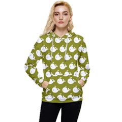 Cute Whale Illustration Pattern Women s Lightweight Drawstring Hoodie