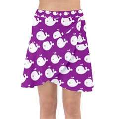 Cute Whale Illustration Pattern Wrap Front Skirt by GardenOfOphir