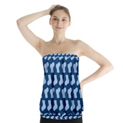 Blue Cute Baby Socks Illustration Pattern Strapless Top by GardenOfOphir