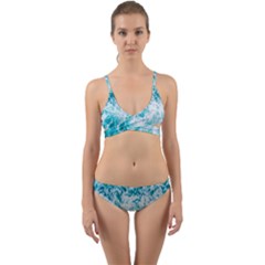 Tropical Blue Ocean Wave Wrap Around Bikini Set by Jack14