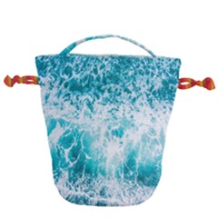 Tropical Blue Ocean Wave Drawstring Bucket Bag