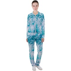 Tropical Blue Ocean Wave Casual Jacket And Pants Set