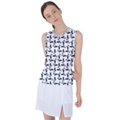 Chooper Motorcycle Drawing Motif Pattern Women s Sleeveless Sports Top by dflcprintsclothing