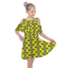 Candy Illustration Pattern Kids  Shoulder Cutout Chiffon Dress by GardenOfOphir