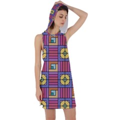 Pattern Geometric Colorful Lines Shapes Racer Back Hoodie Dress by Jancukart