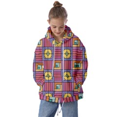 Pattern Geometric Colorful Lines Shapes Kids  Oversized Hoodie by Jancukart