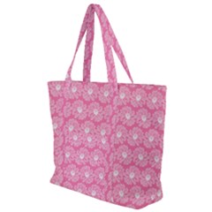 Pink Gerbera Daisy Vector Tile Pattern Zip Up Canvas Bag by GardenOfOphir