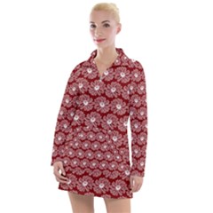 Gerbera Daisy Vector Tile Pattern Women s Long Sleeve Casual Dress