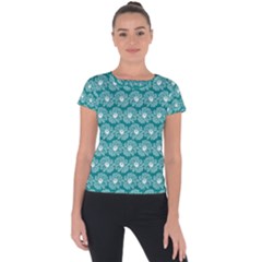 Gerbera Daisy Vector Tile Pattern Short Sleeve Sports Top  by GardenOfOphir