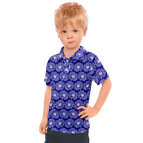 Gerbera Daisy Vector Tile Pattern Kids  Polo Tee by GardenOfOphir