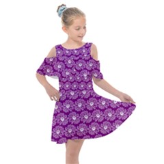 Gerbera Daisy Vector Tile Pattern Kids  Shoulder Cutout Chiffon Dress by GardenOfOphir