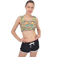 Trendy Chic Modern Chevron Pattern V-back Sports Bra by GardenOfOphir