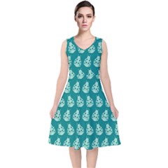 Ladybug Vector Geometric Tile Pattern V-neck Midi Sleeveless Dress 