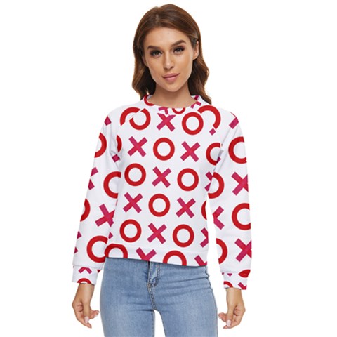 Pattern Xoxo Red White Love Women s Long Sleeve Raglan Tee by Jancukart