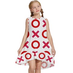 Pattern Xoxo Red White Love Kids  Frill Swing Dress by Jancukart