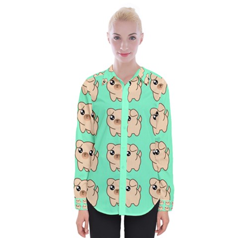 Puppy Pattern Dog Pet Womens Long Sleeve Shirt by Jancukart