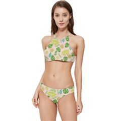 Tropical Leaf Leaves Palm Green Banded Triangle Bikini Set