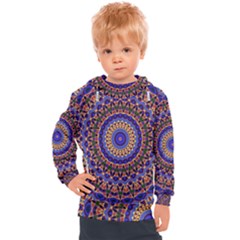 Mandala Kaleidoscope Background Kids  Hooded Pullover by Jancukart