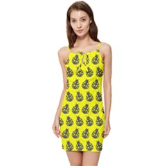 Ladybug Vector Geometric Tile Pattern Summer Tie Front Dress by GardenOfOphir