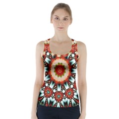 Kaleidoscope Floral Pattern Rosette Racer Back Sports Top by Jancukart