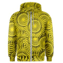 Abstract Sun Pattern Yellow Background Men s Zipper Hoodie