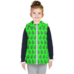 Ladybug Vector Geometric Tile Pattern Kids  Hooded Puffer Vest by GardenOfOphir