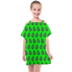 Ladybug Vector Geometric Tile Pattern Kids  One Piece Chiffon Dress by GardenOfOphir