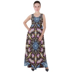 Abstract Kaleidoscope Digital Empire Waist Velour Maxi Dress