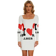 I Love Albert Long Sleeve Square Neck Bodycon Velvet Dress by ilovewhateva