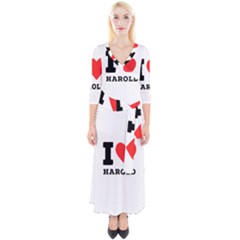 I Love Harold Quarter Sleeve Wrap Maxi Dress by ilovewhateva