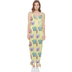 Animals-17 Sleeveless Tie Ankle Chiffon Jumpsuit by nateshop