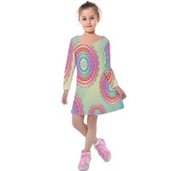 Background-02 Kids  Long Sleeve Velvet Dress by nateshop