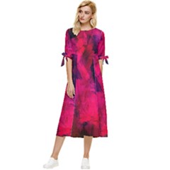 Background-03 Bow Sleeve Chiffon Midi Dress by nateshop