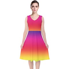 Spectrum V-neck Midi Sleeveless Dress 