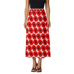 Red Peony Flower Pattern Classic Midi Chiffon Skirt by GardenOfOphir