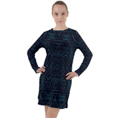 Geometric-art-003 Long Sleeve Hoodie Dress by nateshop