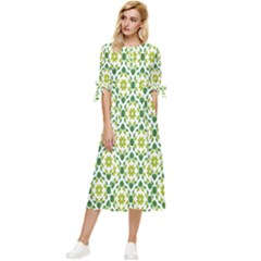 Leaf - 01 Bow Sleeve Chiffon Midi Dress by nateshop