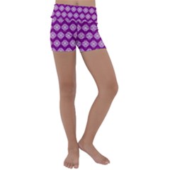 Abstract Knot Geometric Tile Pattern Kids  Lightweight Velour Yoga Shorts by GardenOfOphir